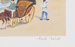 Promenade at the Square, Contemporary Lithograph by Claude Tabet