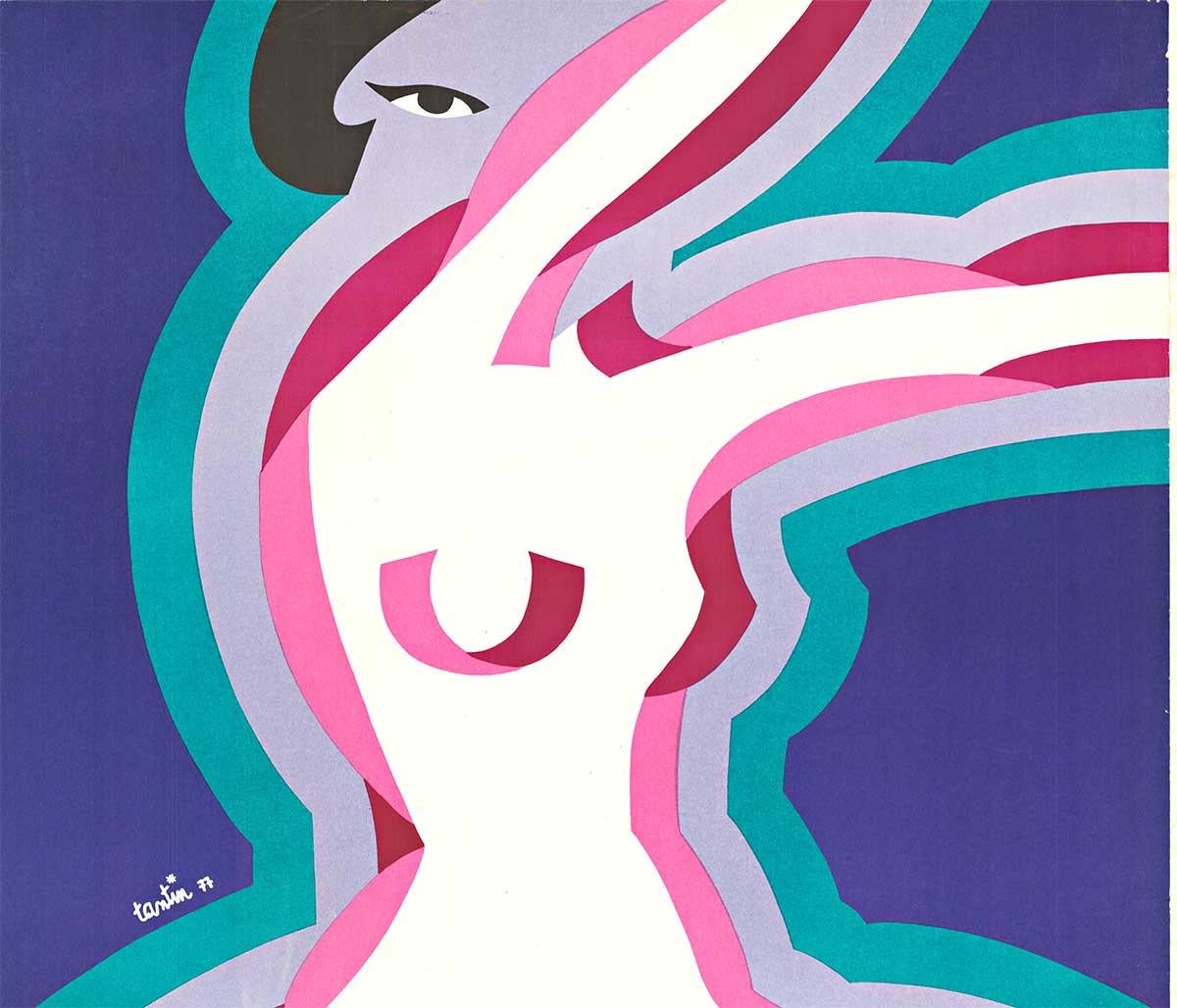 Cartel original de cabaret Alcazar de París vintage 1977 - Print de Claude Tantin