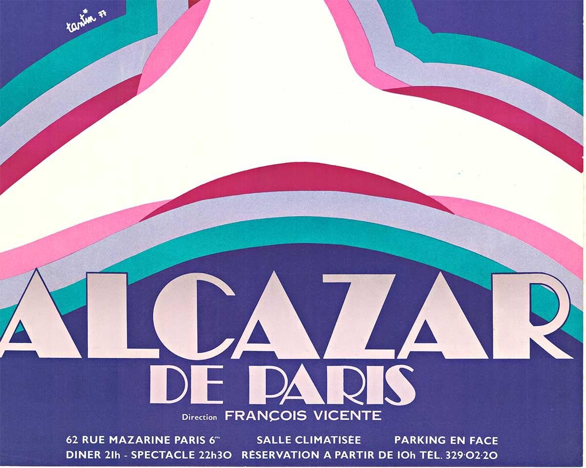 Cartel original de cabaret Alcazar de París vintage 1977 - Print Expresionismo abstracto de Claude Tantin