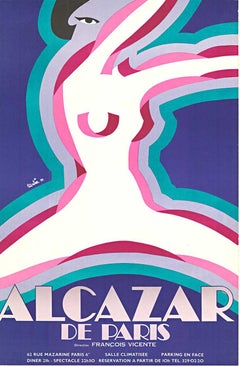 Cartel original de cabaret Alcazar de París vintage 1977