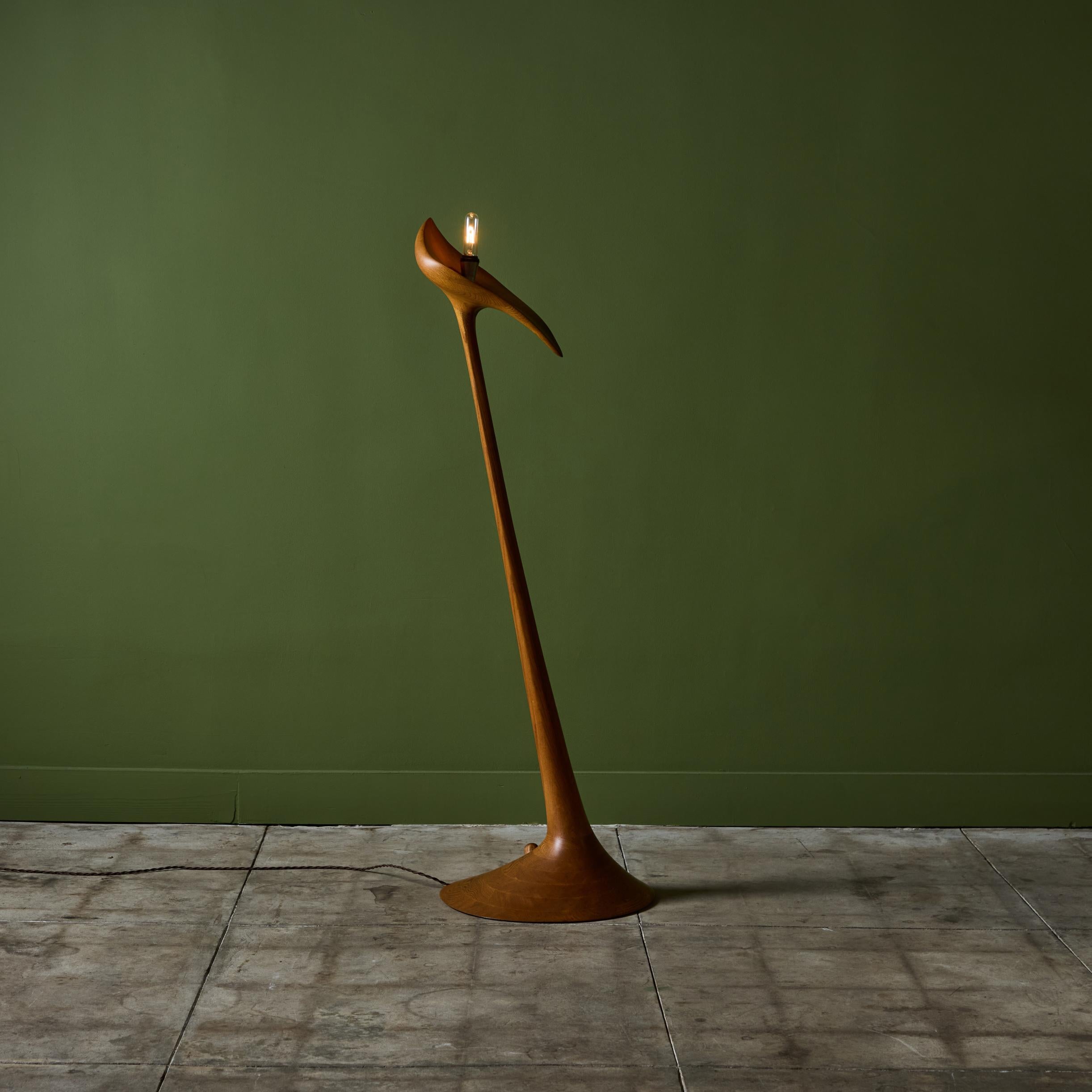 Oak Claude Terrell III Anthurium Floor Lamp For Sale
