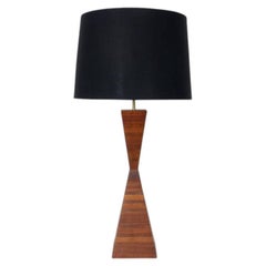 Claude Terrell III Studio Stacked Walnut & Mahogany Hourglass Table Lamp, 1960's