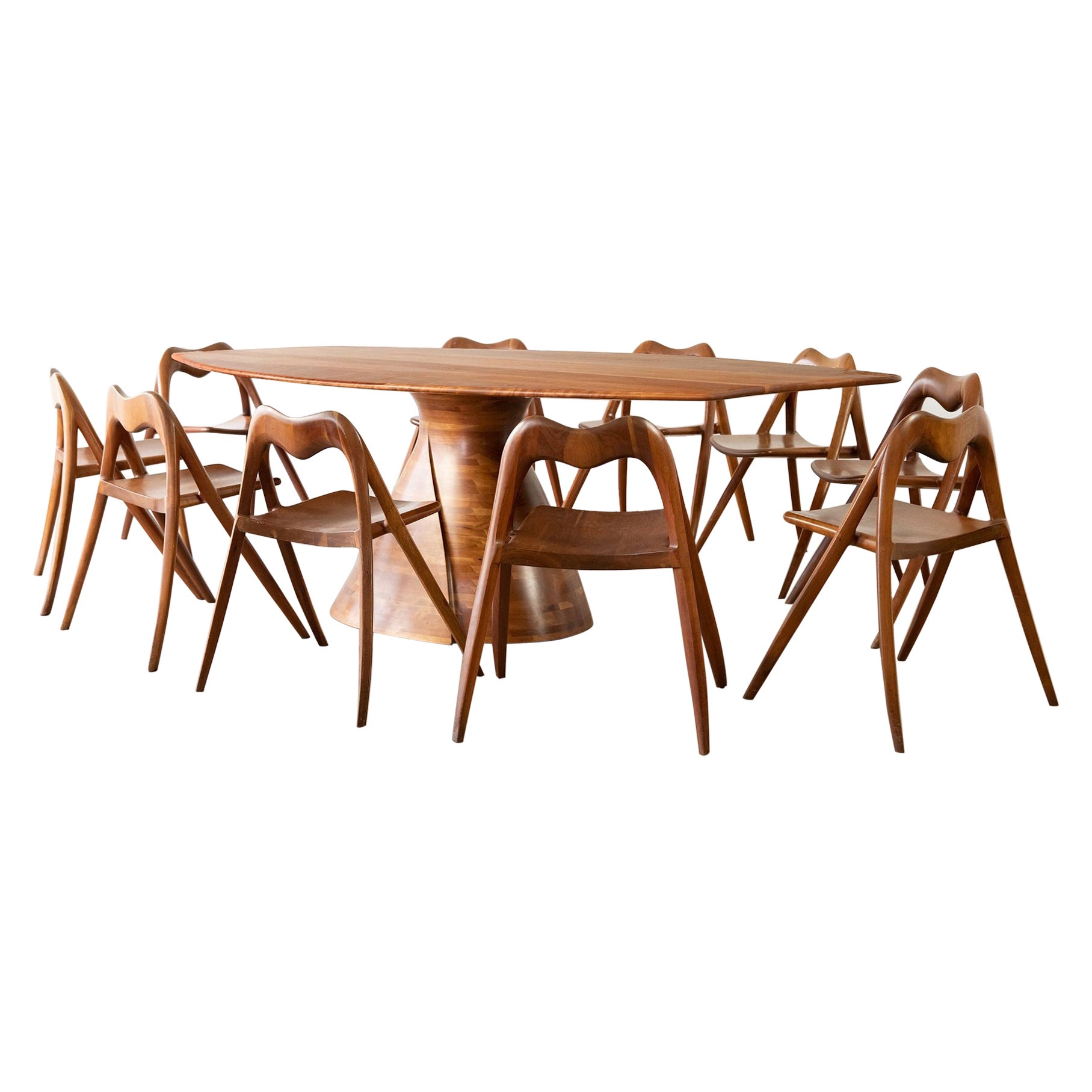 Ensemble de salle à manger Opus Magnum de Claude Terrell des années 1970, artisanat organique moderniste