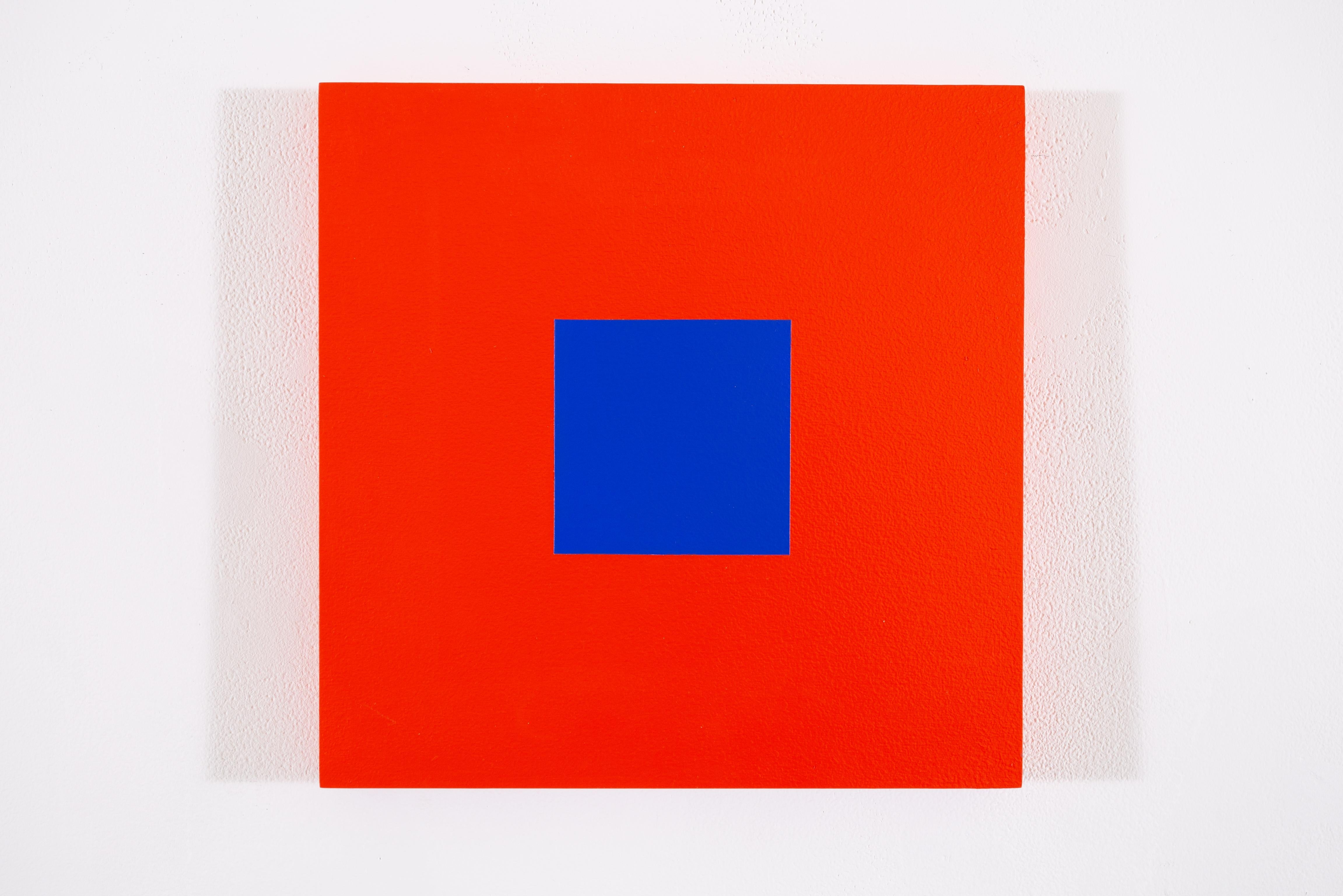 Claude Tousignant Abstract Painting - Rouge red + blue cobalt