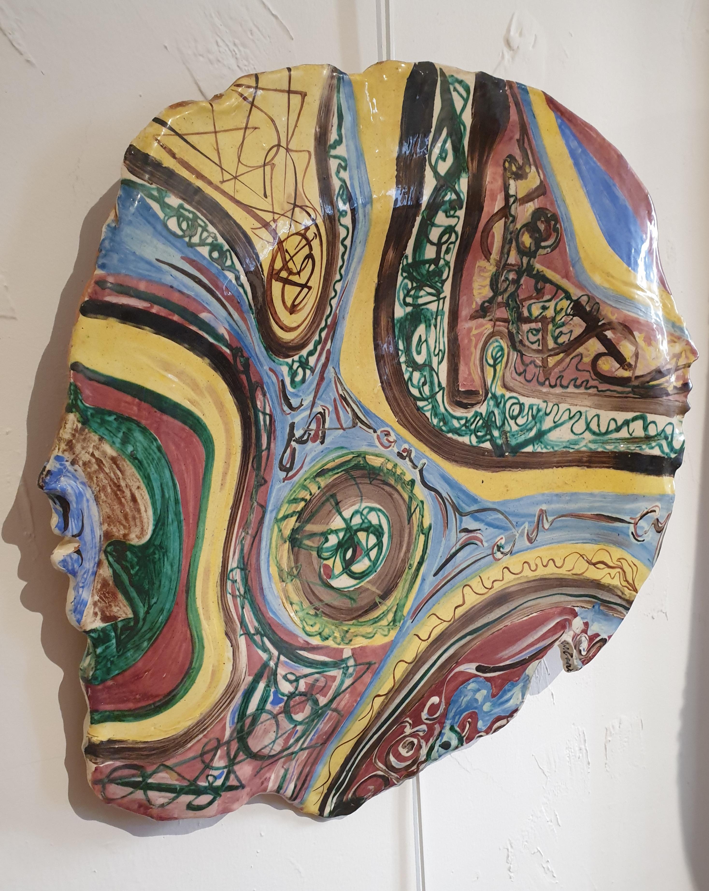 Abstract Expressionist Etruscan Inspired Decorative Ceramic. - Sculpture by Claude Urbani