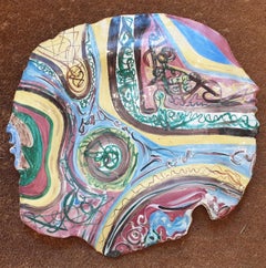 Retro Abstract Expressionist Etruscan Inspired Decorative Ceramic.