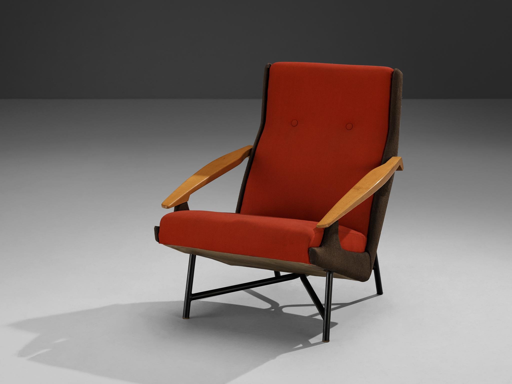 Mid-Century Modern Claude Vassal Lounge Chair in Duo-Tone Upholstery For Sale