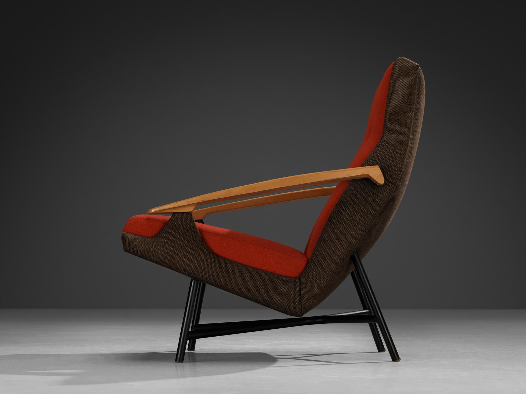 Claude Vassal Lounge Chair in Duo-Tone Upholstery In Good Condition For Sale In Waalwijk, NL