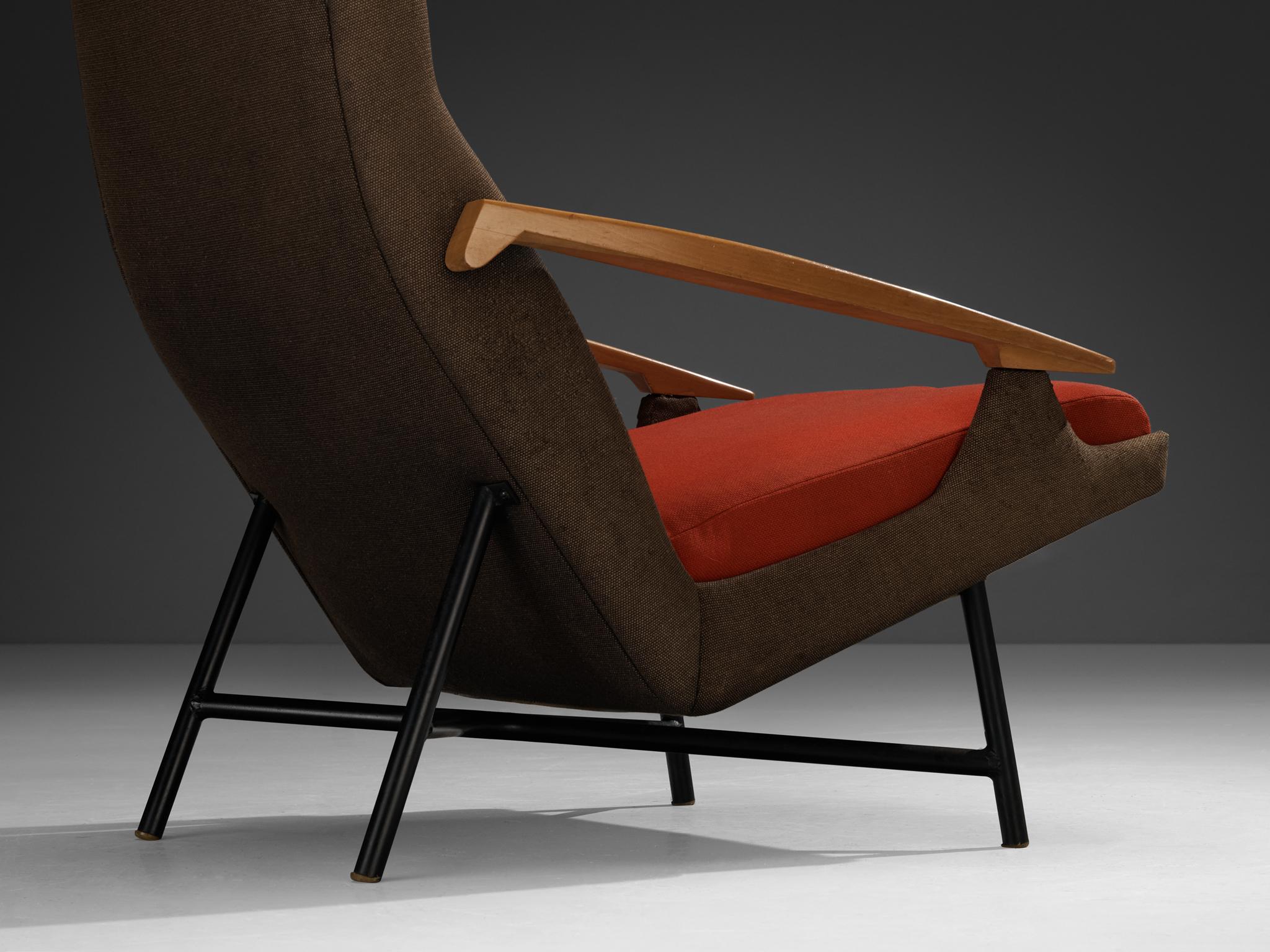 Metal Claude Vassal Lounge Chair in Duo-Tone Upholstery For Sale