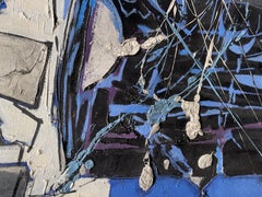 Beautiful and big oil on canvas painting Composition in Blue colors by Venard