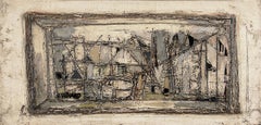 Boats in the Harbour, France Abstract monochrome painting
