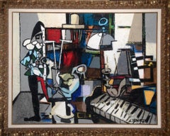 Colorful Still Life with Harlequin large oil painting