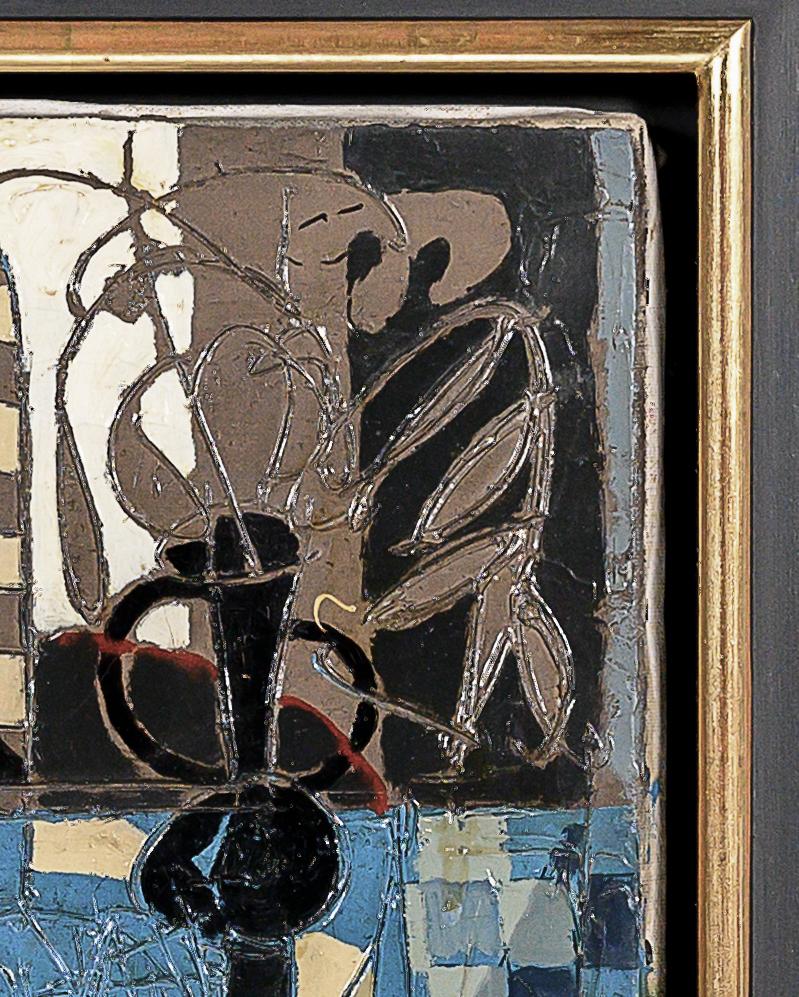 'Composition Bleu' Cuadro interior abstracto en damero, azul en venta 1