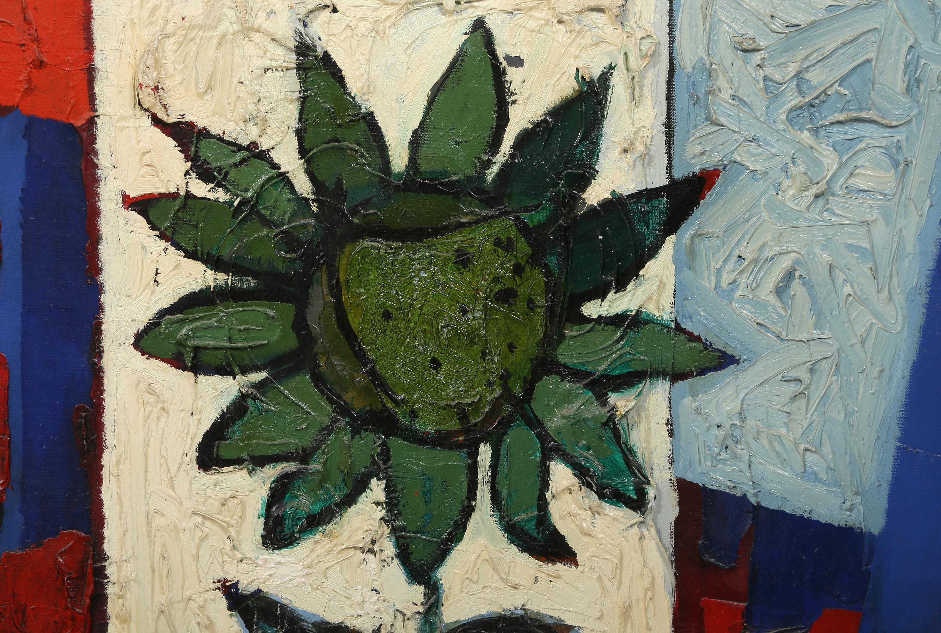 Girasole verde, dipinto cubista olio su tela di Claude Venard - Painting Cubismo di Claude Vénard