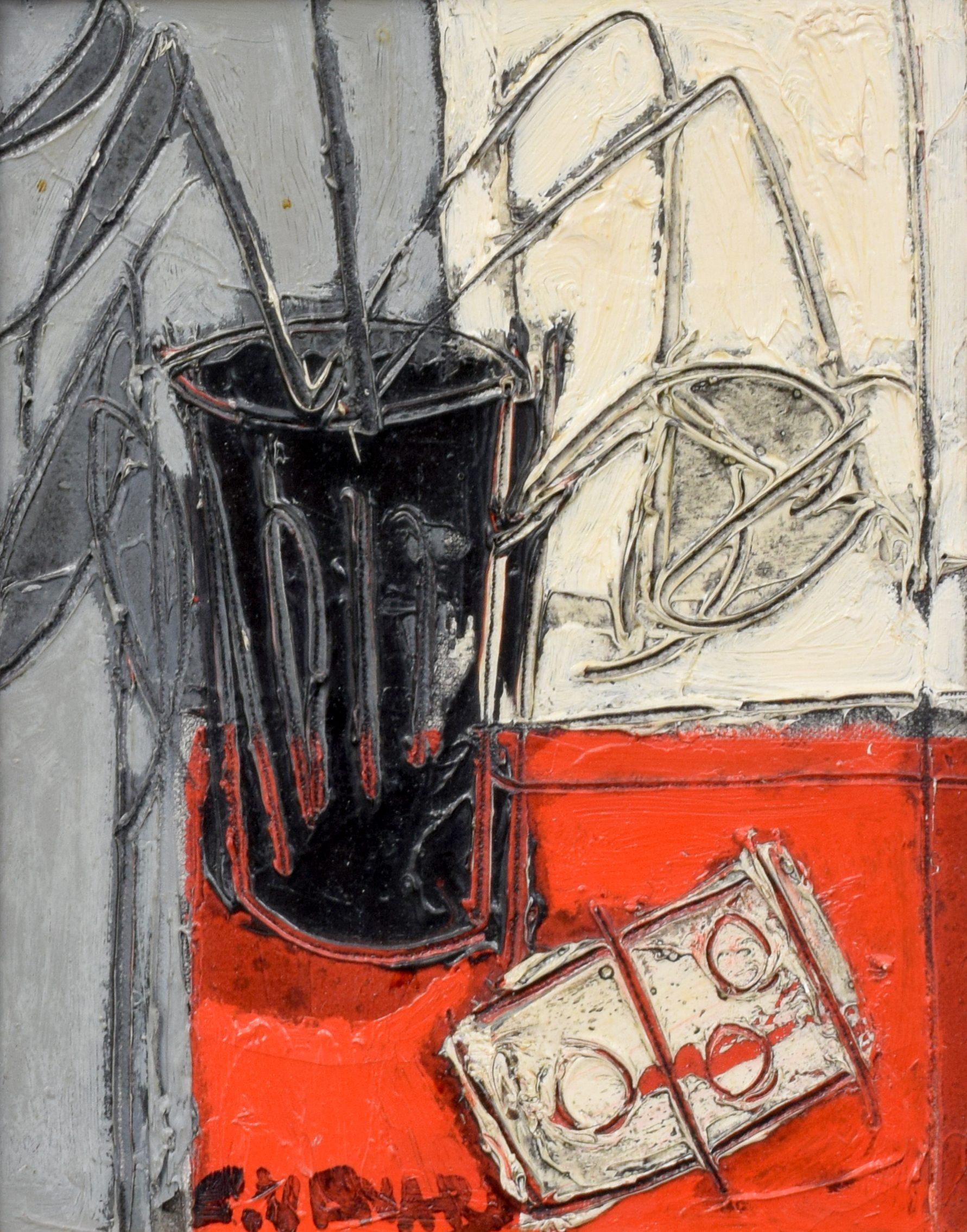 Claude Vénard Abstract Painting - Still Life Post-Cubist Painting by Claude Venard 'Le Domino'