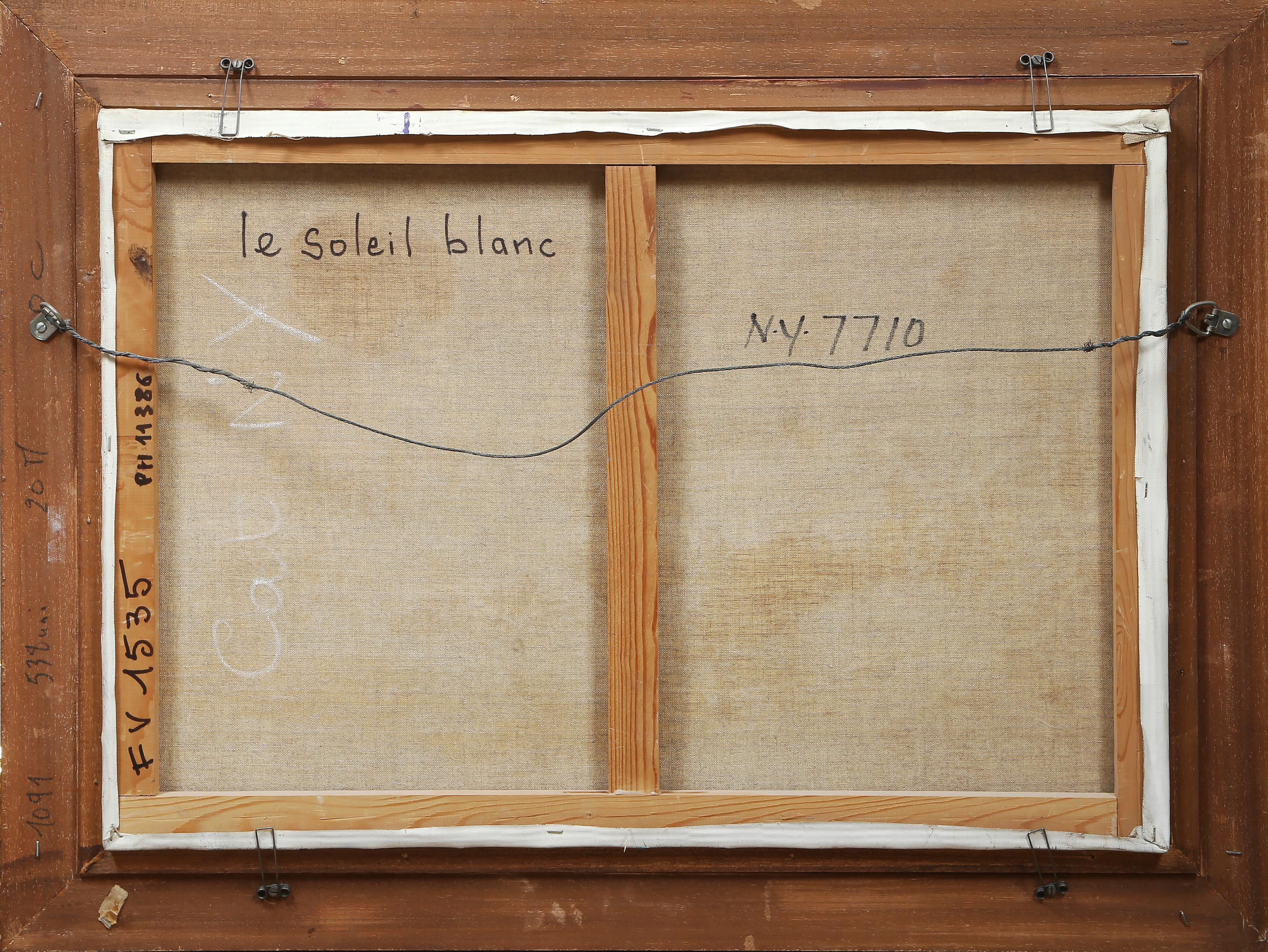 Le Soleil Blanc, Óleo moderno y arena sobre lienzo de Claude Venard - Landscape Painting Marrón de Claude Vénard