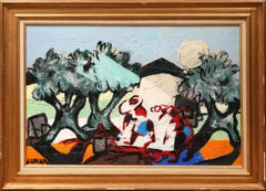 Le Soleil Blanc, Pittura a olio moderna e sabbia su tela di Claude Venard
