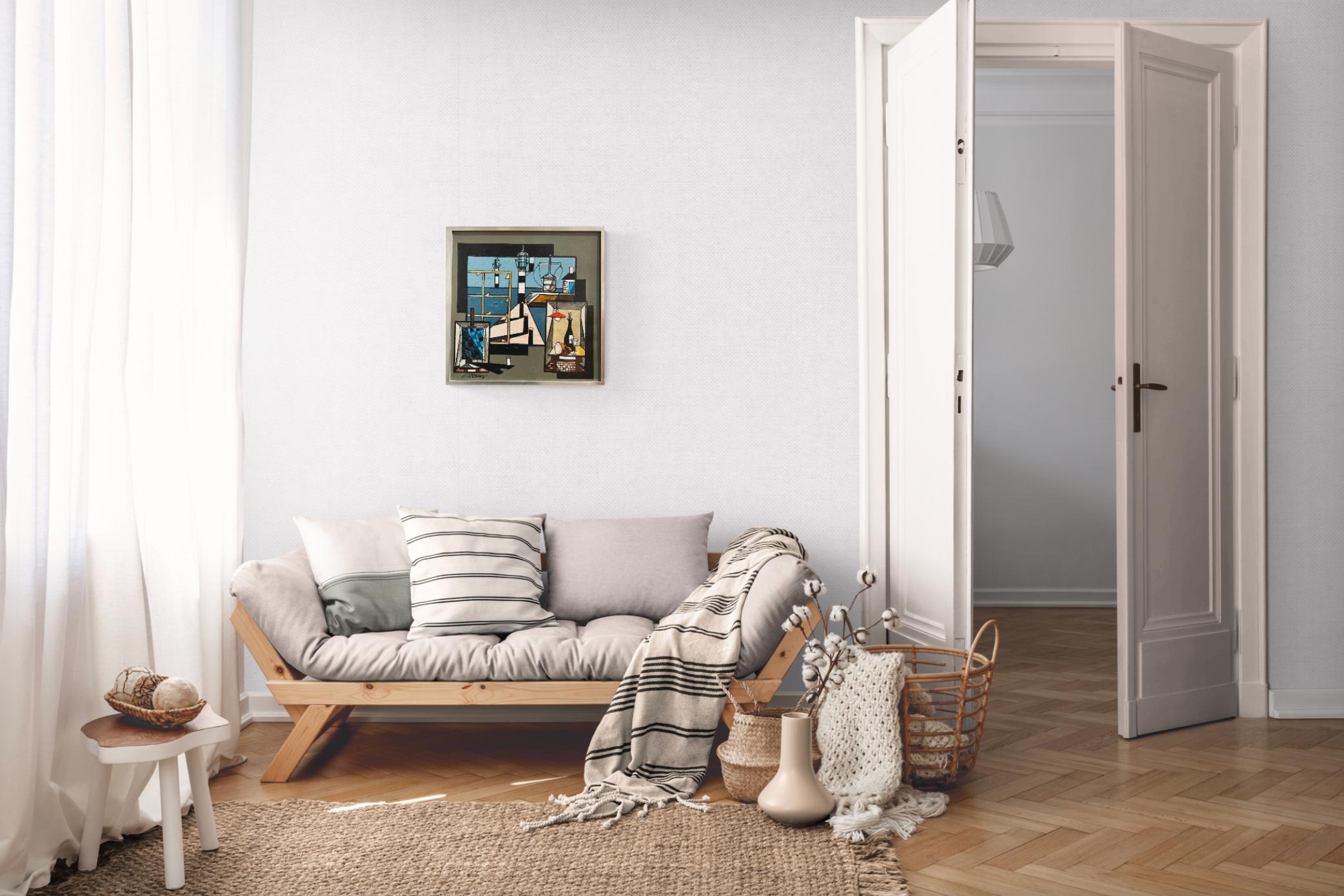 Öl auf Leinwand
19 x 19 Zoll (48 x 48 cm)
Gerahmt: 21 x 21 Zoll (53 x 53 cm)
Signiert unten rechts: C.Venard
Verso betitelt und beschriftet: Les phares

Provenienz:
Der Künstler
Privatsammlung, USA
Dann durch Abstammung

Claude Venard absolvierte