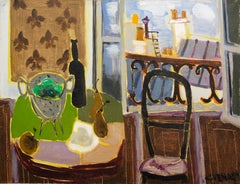 'Nature Morte au Toit' Escena interior abstracta, Ventana al horizonte de París