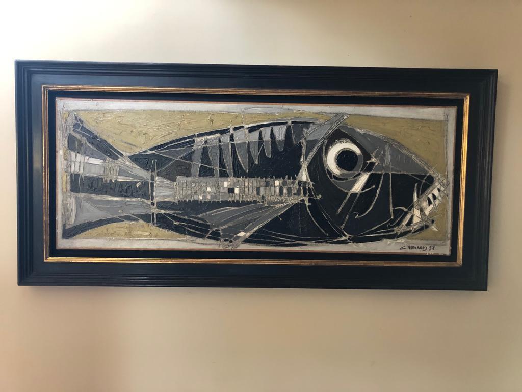 Post Cubist Abstract Painting of a Fish 'le Dorade' by Claude Venard  For Sale 2