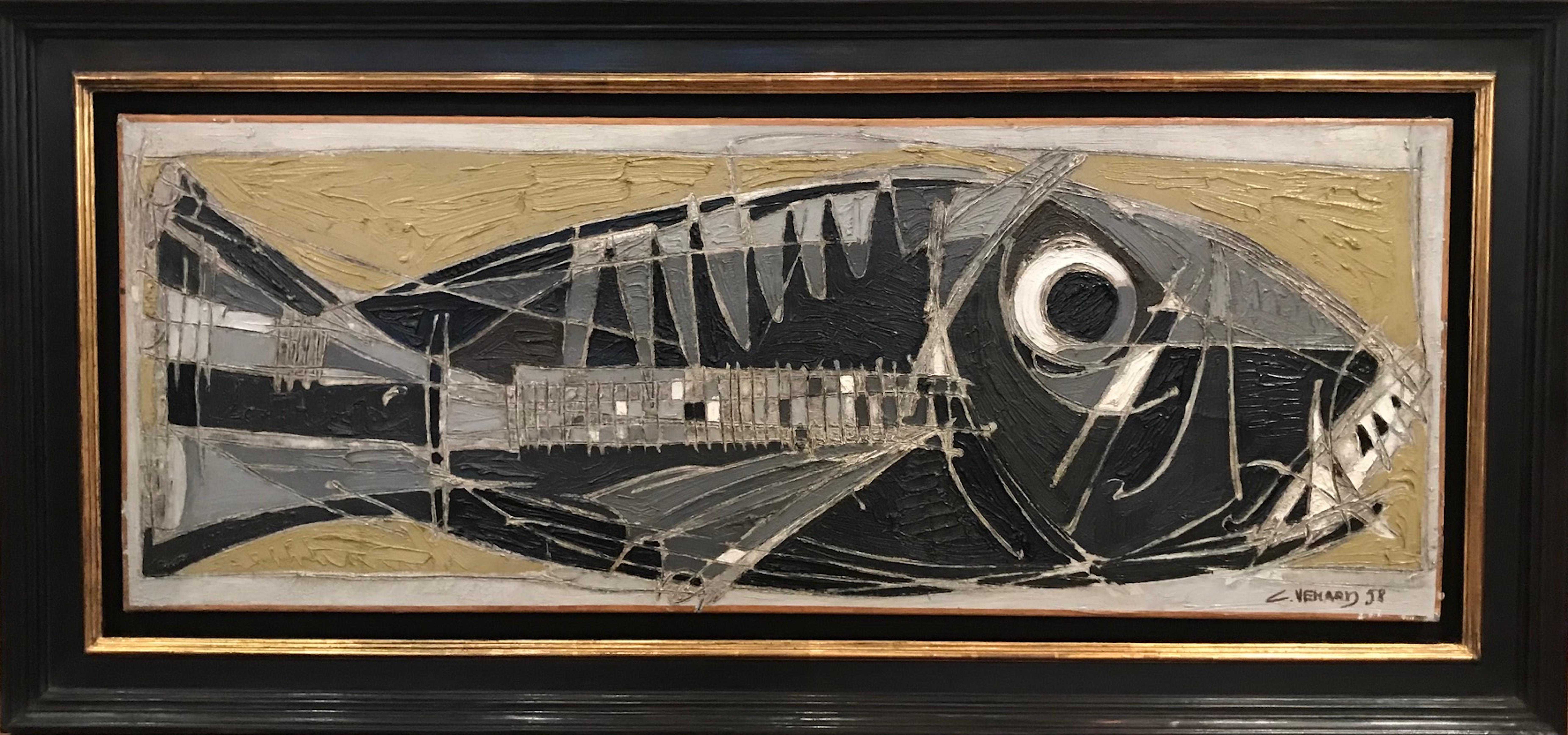 Post Cubist Abstract Painting of a Fish 'le Dorade' by Claude Venard 