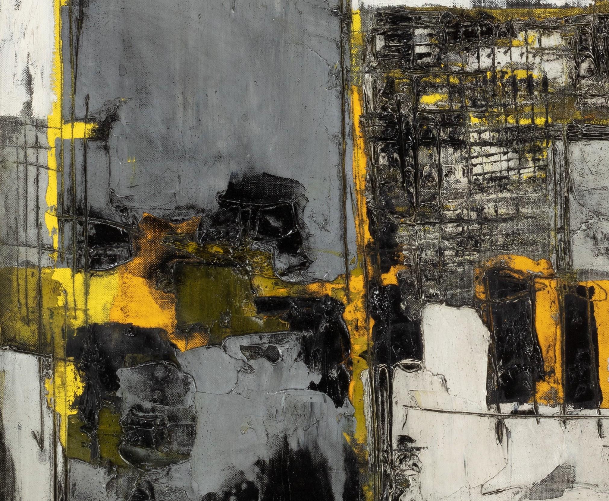 'Sacre Coeur, Sunset' 20th Century Abstract painting of Paris, yellow, black For Sale 2