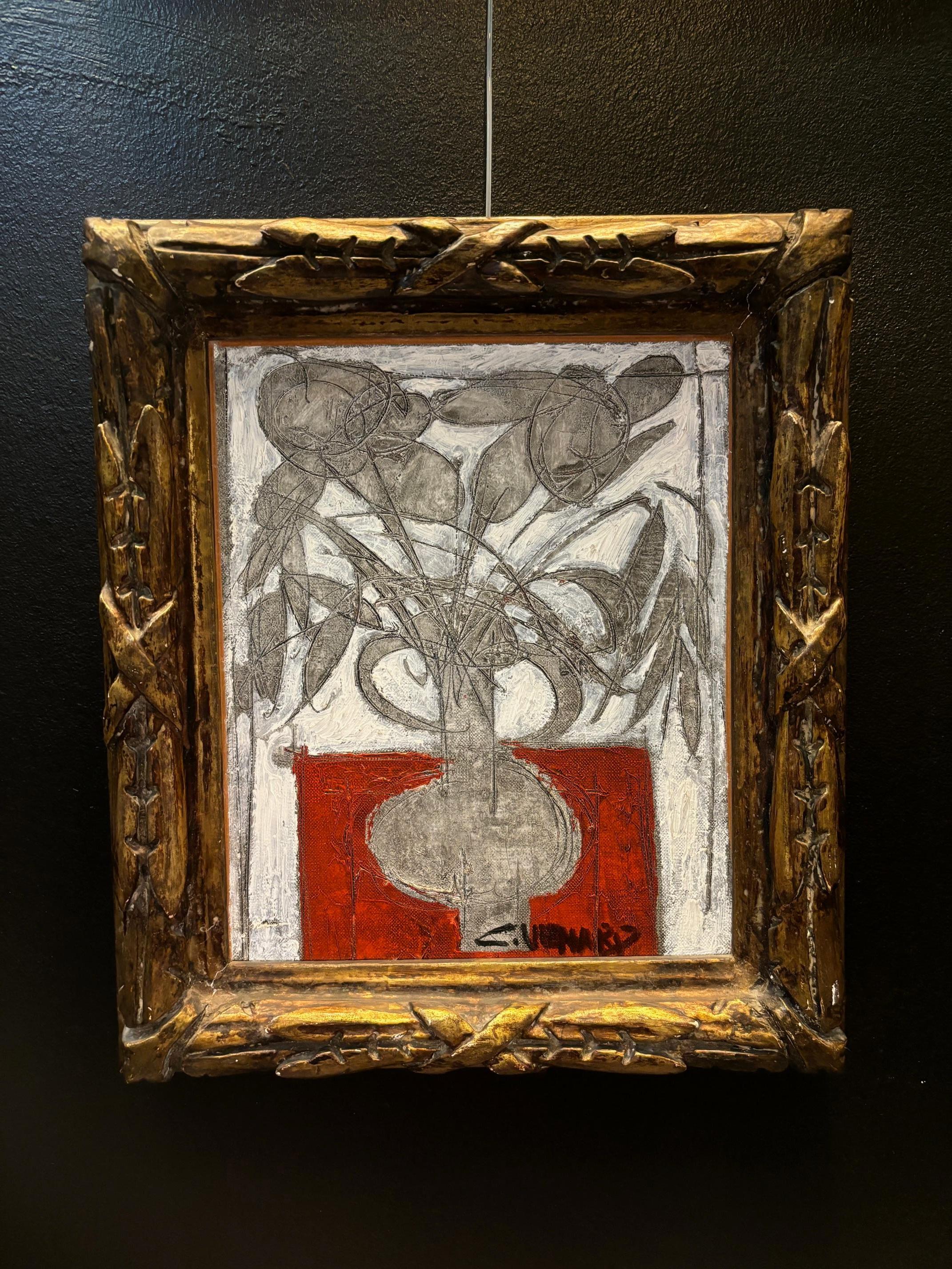 Still life by Claude Venard - Oil on canvas 22x28 cm - Painting by Claude Vénard