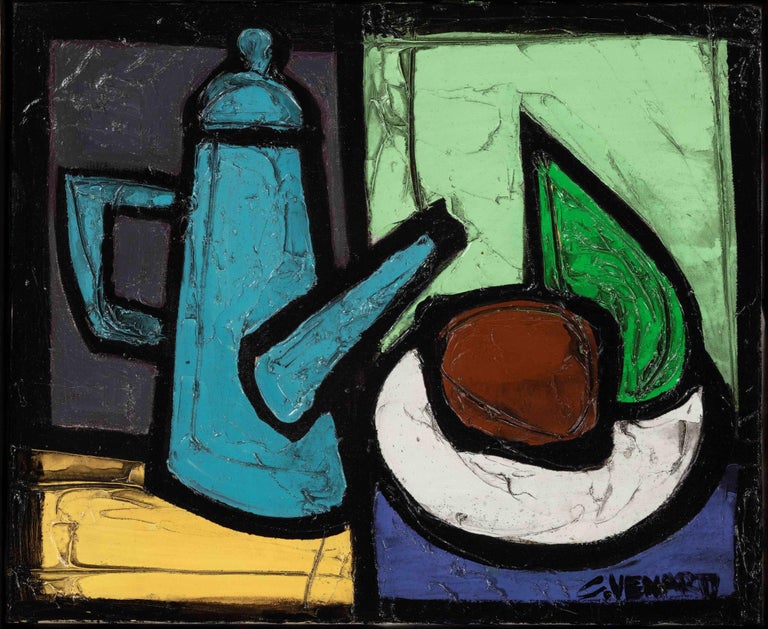 Claude Venard Still Life With Coffee Pot Post Cubist Abstract