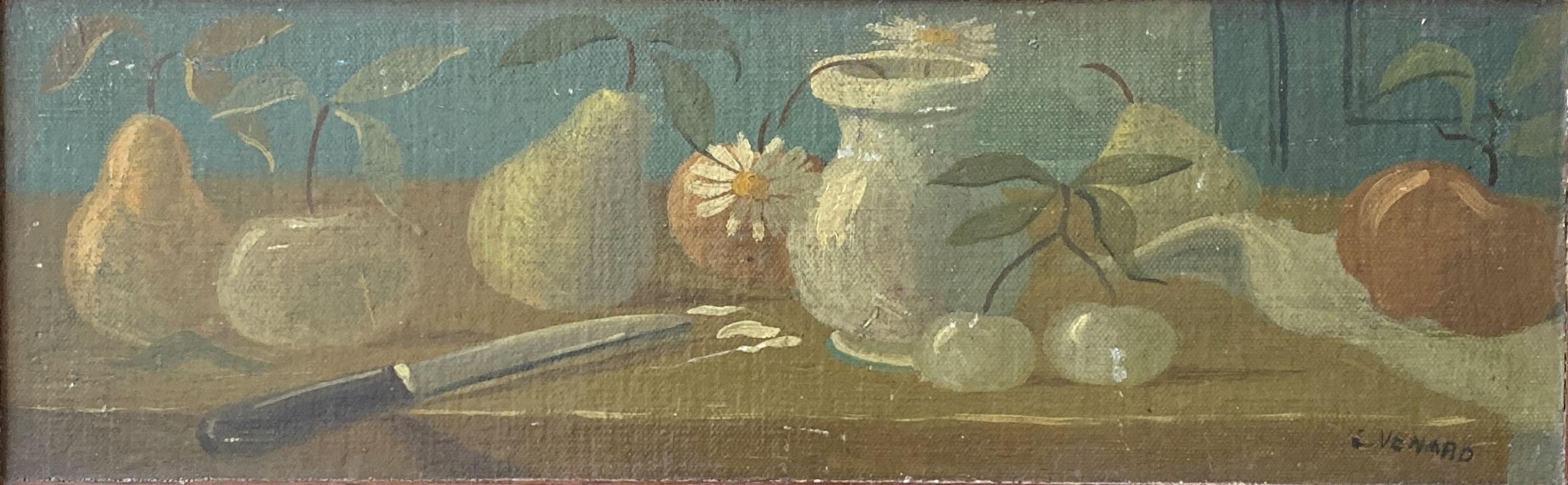 Bodegón con frutas - Óleo original sobre tabla Firmado a mano - Painting Moderno de Claude Vénard