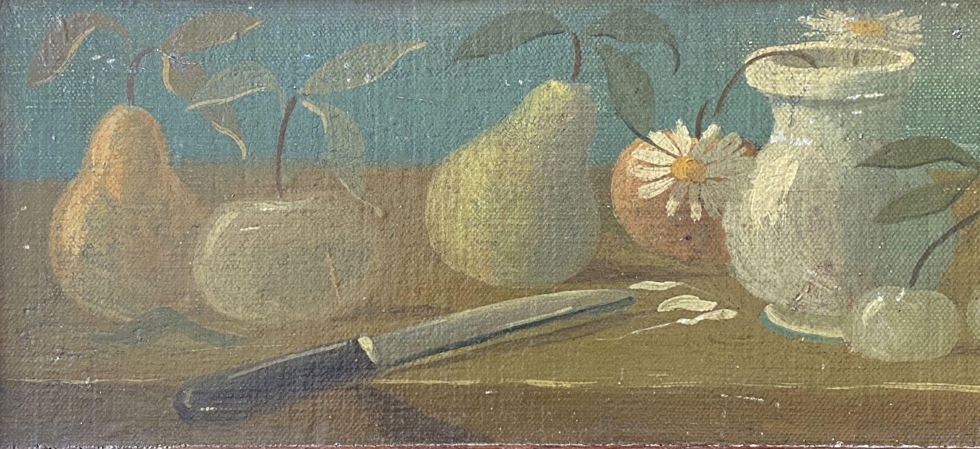 Bodegón con frutas - Óleo original sobre tabla Firmado a mano - Still-Life Painting Negro de Claude Vénard