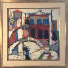 ""Venedigkanal, Italien"" Claude Venard, französischer postmoderner Nachkriegsstil, Mitte des Jahrhunderts