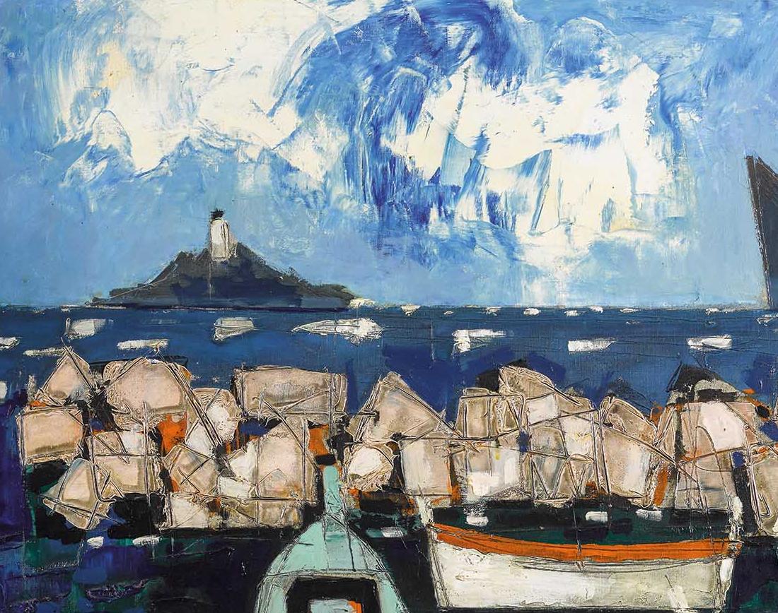 The brilliant blue palette in ‘Le Port’ is what makes this Venard so powerful and striking. The tremendous amount of detail from the boats, rocks, the sky and even the lighthouse in the background is what draws the viewer. The beautiful rich colours