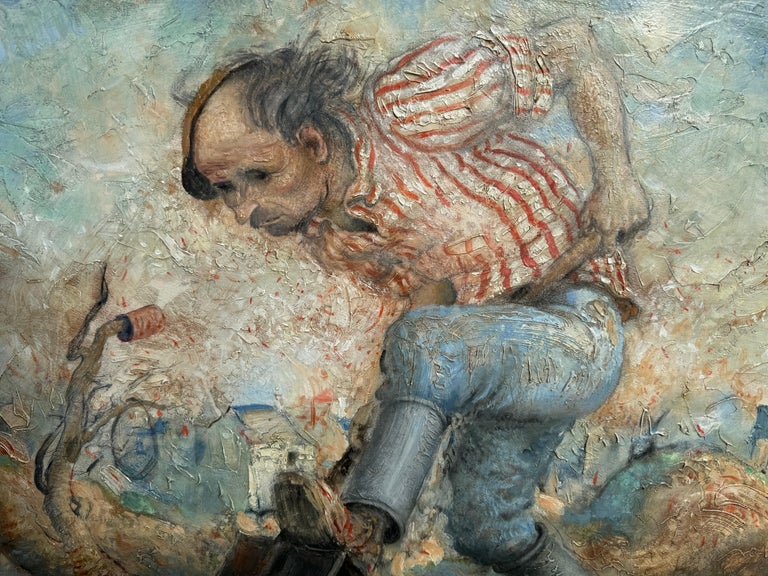 Claude Verlinde - 1965 French Magic SURREAL Realist Man in Farm