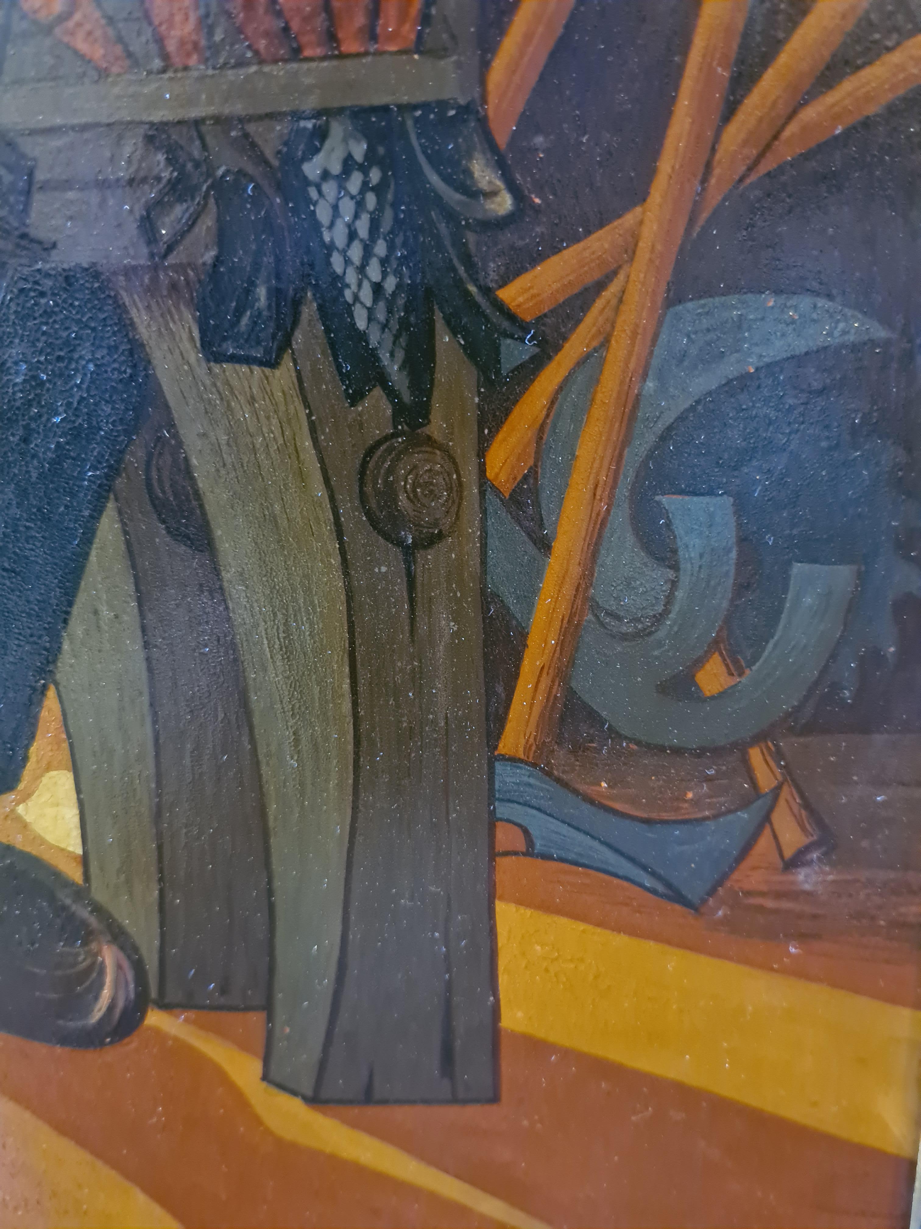 Le Ralisme Fantastique, L'Établi, Le banc de travail, Surréaliste fantastique du milieu du siècle dernier - Noir Landscape Painting par Claude Verlinde