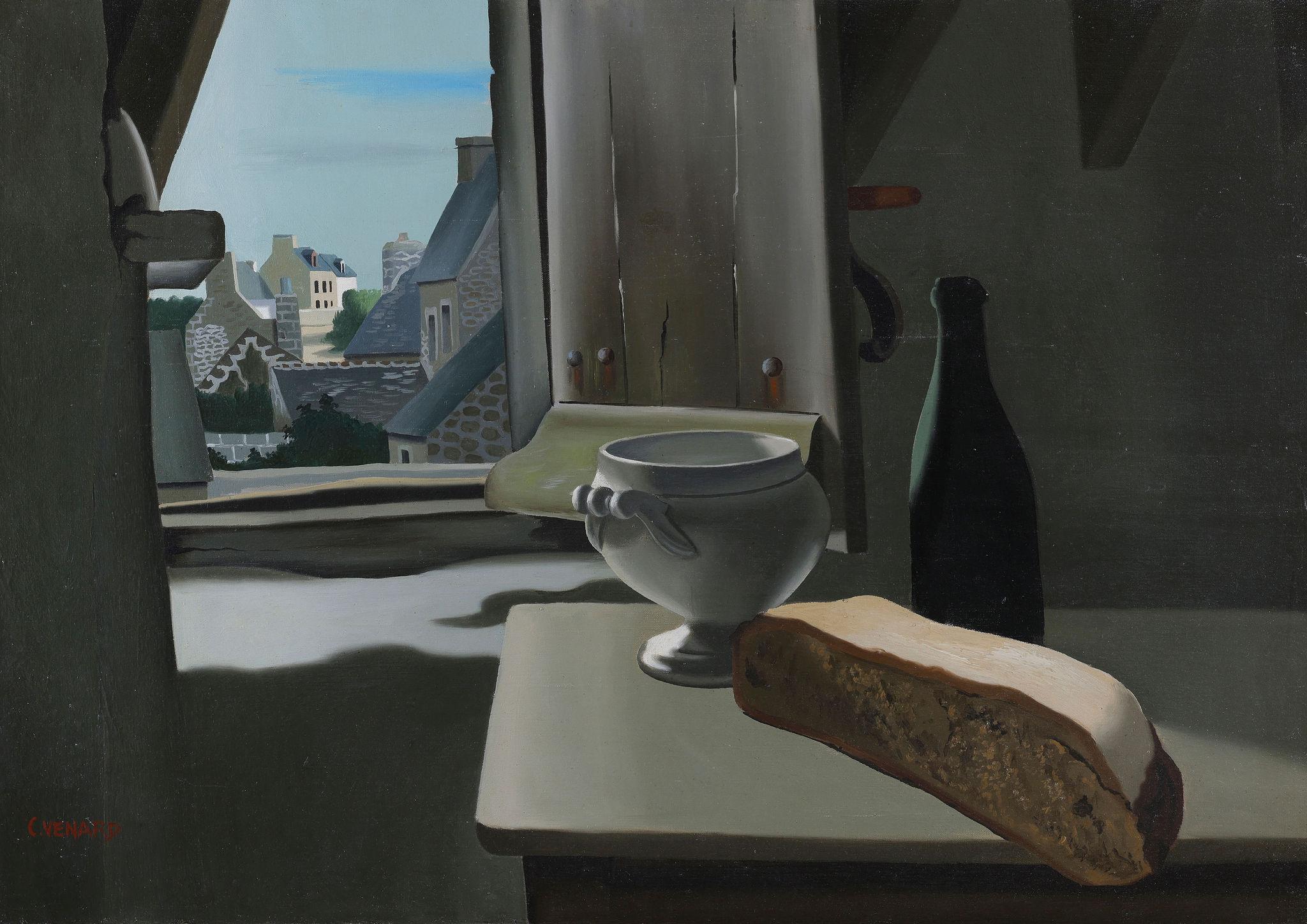 'A View over Paris' Claude Venard , Framed oil on Canvas - Painting by Claude Vernard