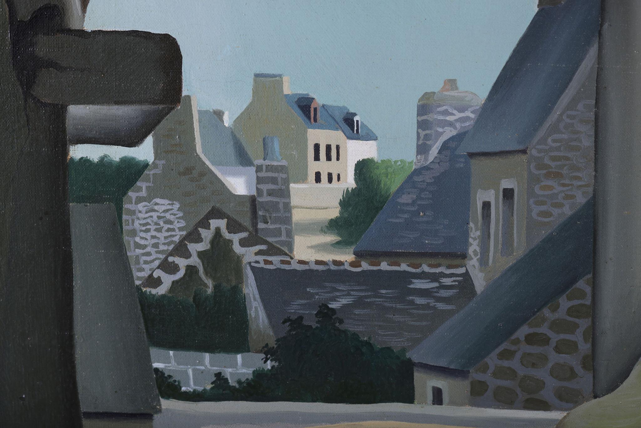 'A View over Paris' Claude Venard , Framed oil on Canvas - Abstract Painting by Claude Vernard