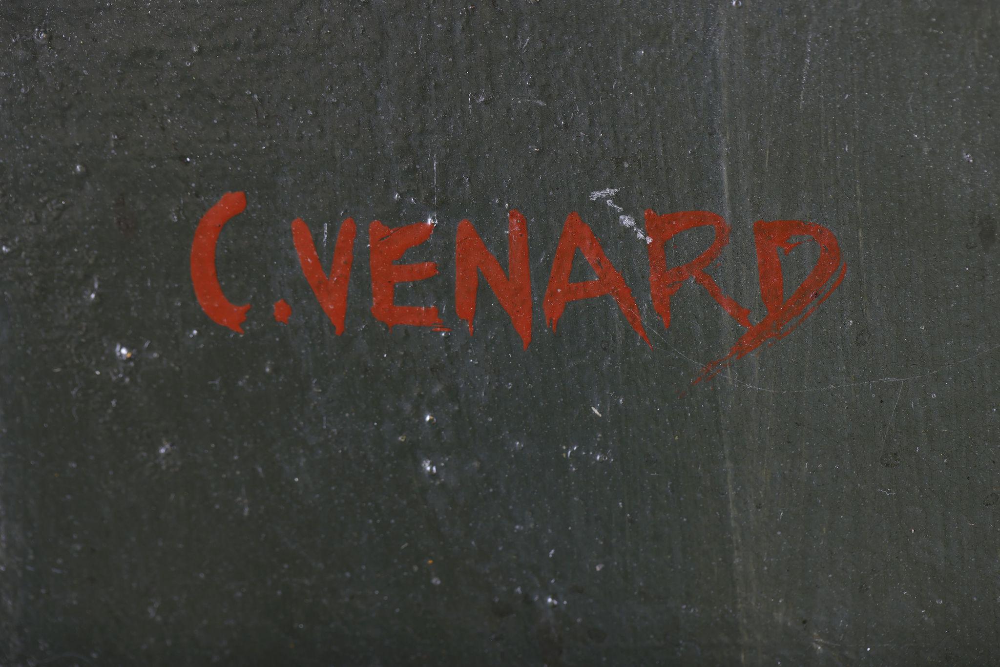 'A View over Paris' Claude Venard , Framed oil on Canvas - Black Still-Life Painting by Claude Vernard