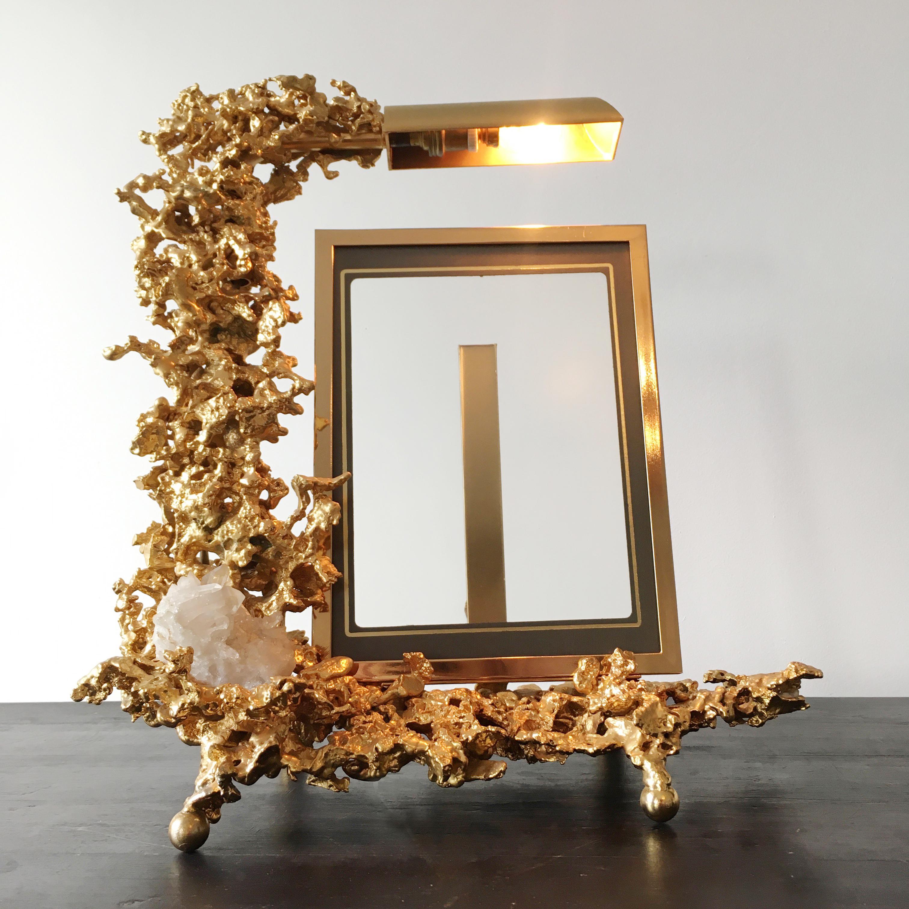 20th Century Claude Victor Boeltz 24 Karat Gold-Plated 'Exploded' Photograph Frame For Sale