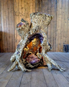 Claude Victor Boeltz “Arbre Magique” Illuminated Gilt Bronze and Amethyst Sculpt