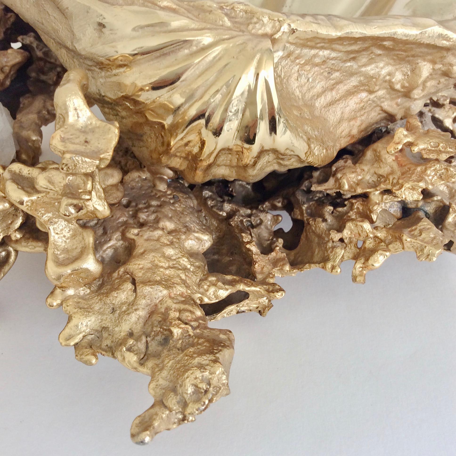 Gilded Bronze and Quartz Table Centerpiece by Claude Victor Boeltz France In Good Condition For Sale In Brussels, BE