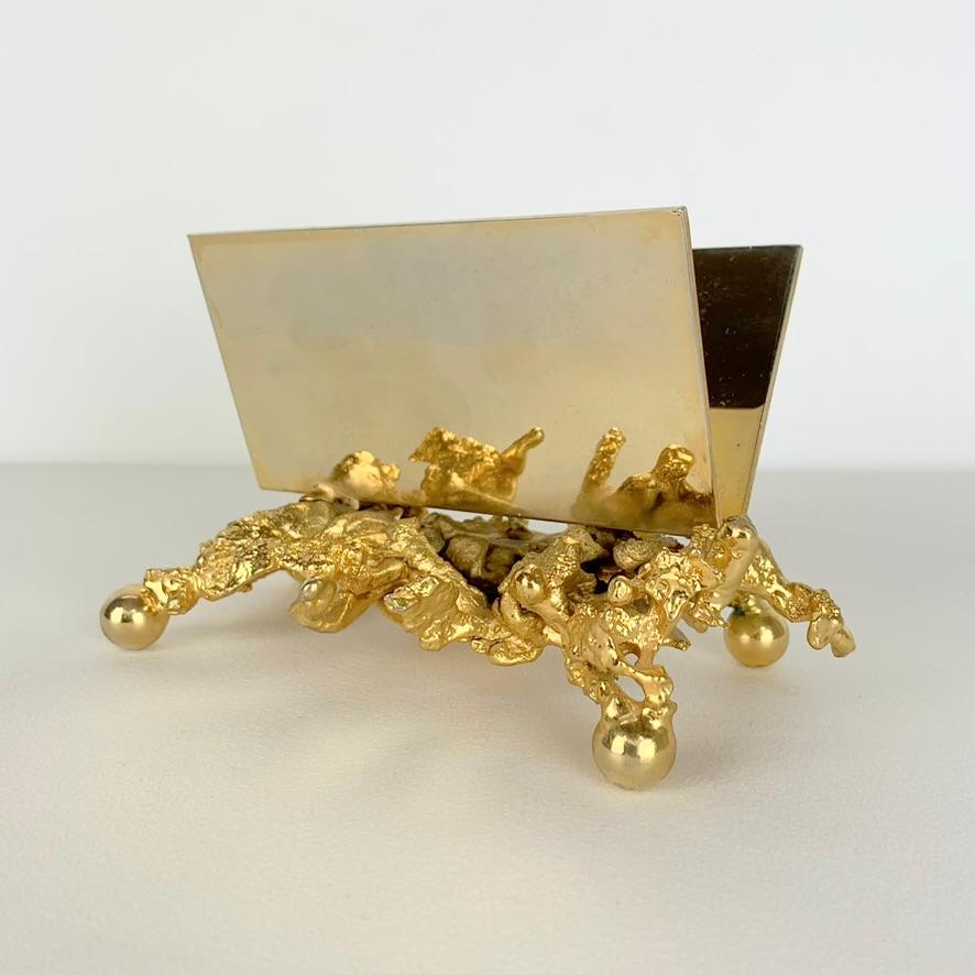 Claude Victor Boeltz Letter Holder , circa 1970, France.
Gilt exploded bronze, metal blade.
Dimensions: 16 cm W, 10 cm H, 8 cm D.
Boeltz’s 