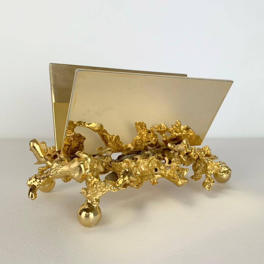 Mid-Century Modern Claude Victor Boeltz Gilt Bronze Letter Holder, circa 1970, France. For Sale