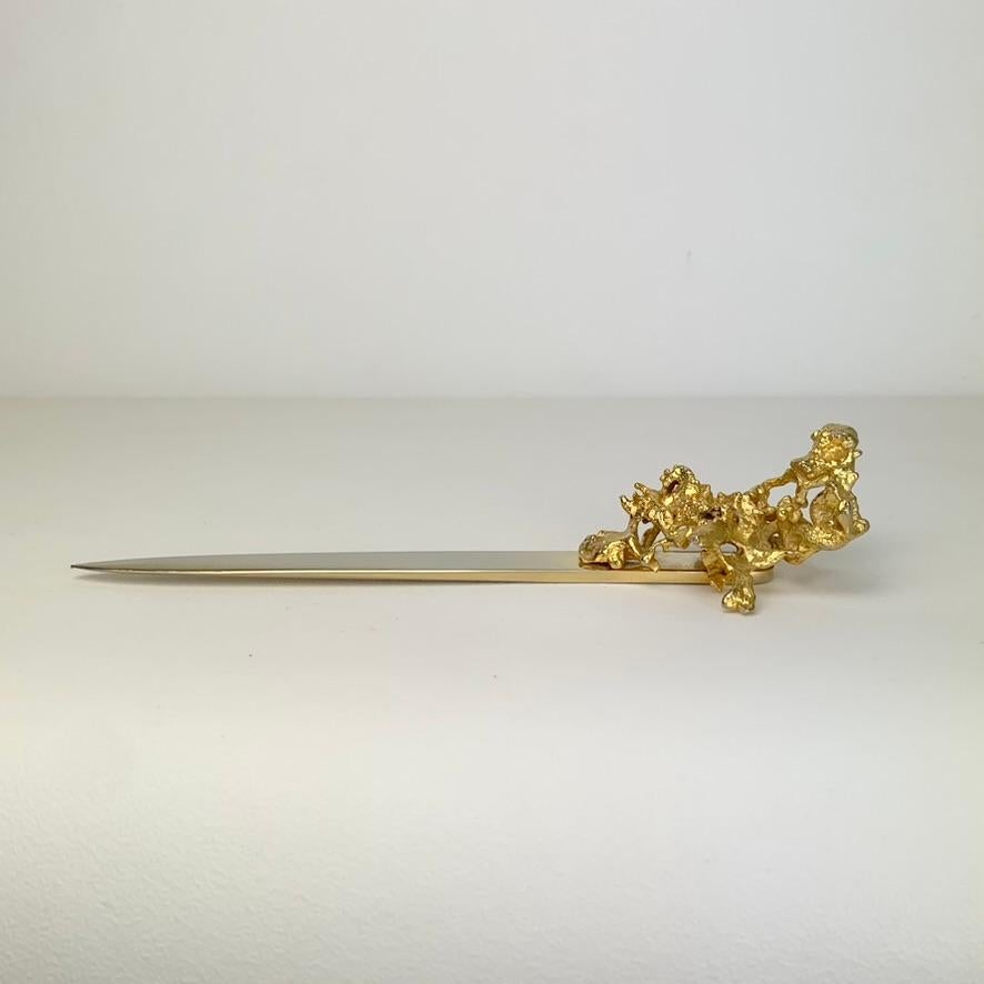Late 20th Century Claude Victor Boeltz Gilt Bronze Letter Opener, circa 1970, France. For Sale
