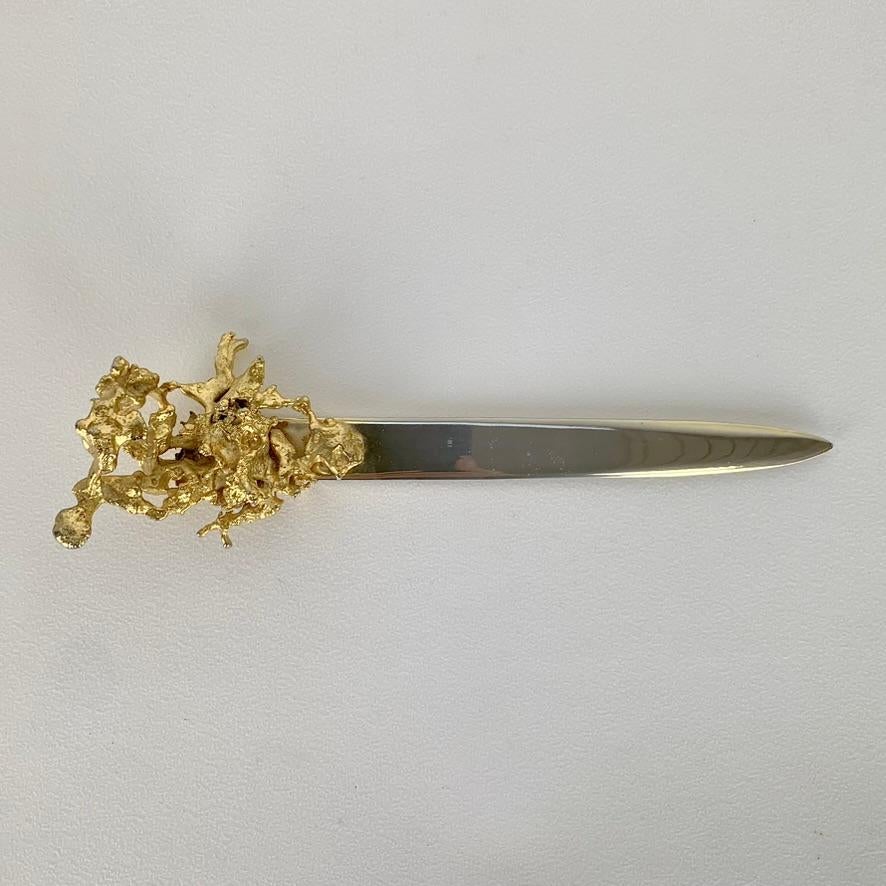 Claude Victor Boeltz Gilt Bronze Letter Opener, circa 1970, France. For Sale 1