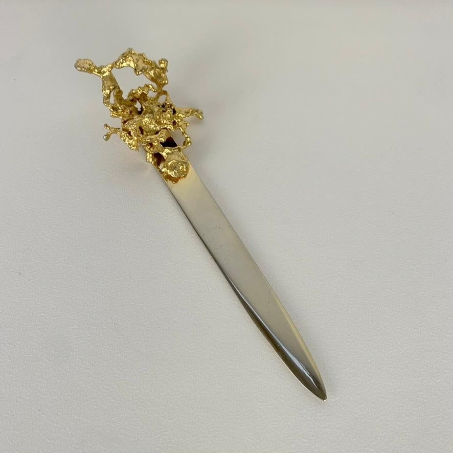 Claude Victor Boeltz Gilt Bronze Letter Opener, circa 1970, France. For Sale 2