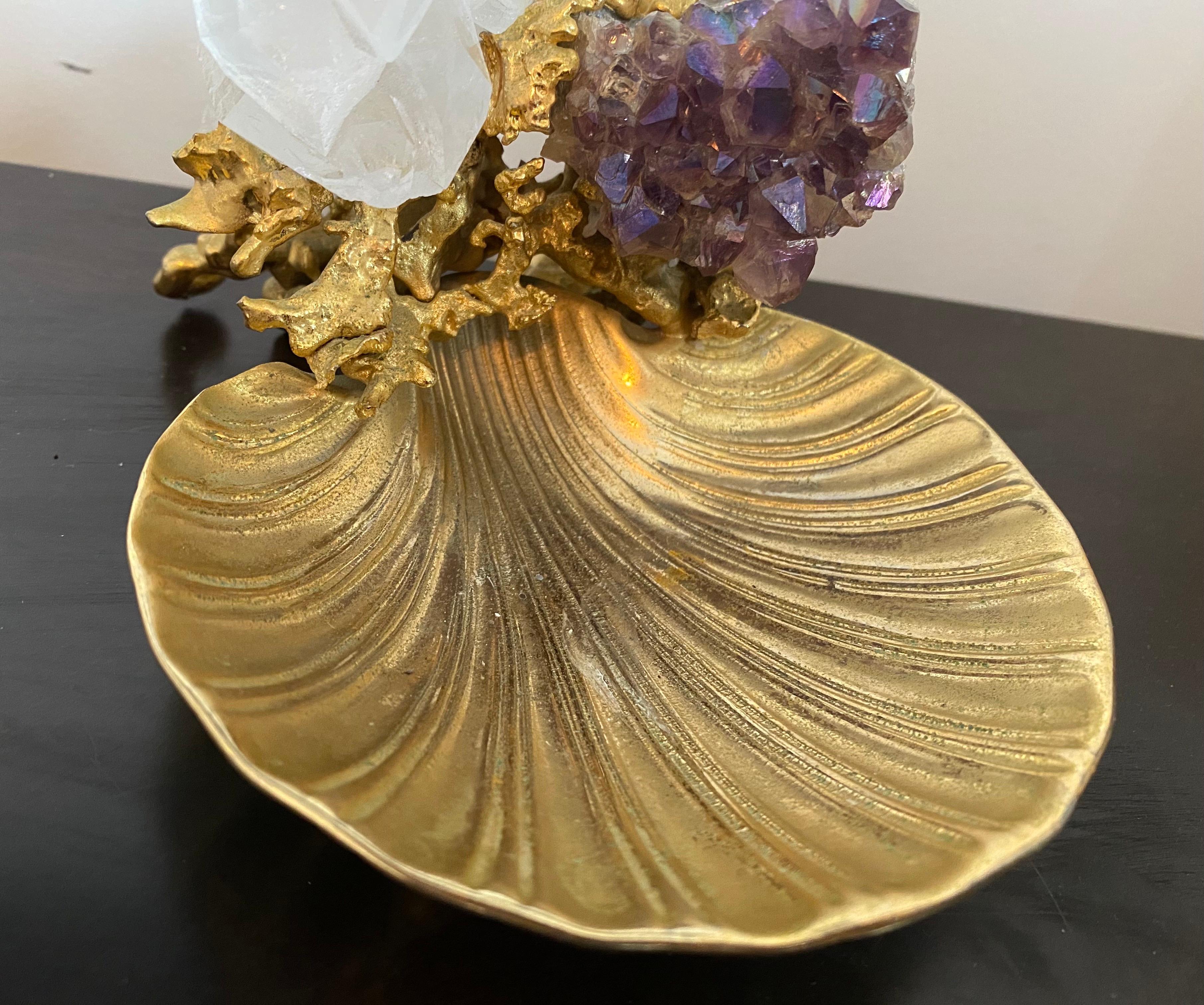 Claude Victor Boeltz Golden Crystal French 1970s Table Sculpture For Sale 6