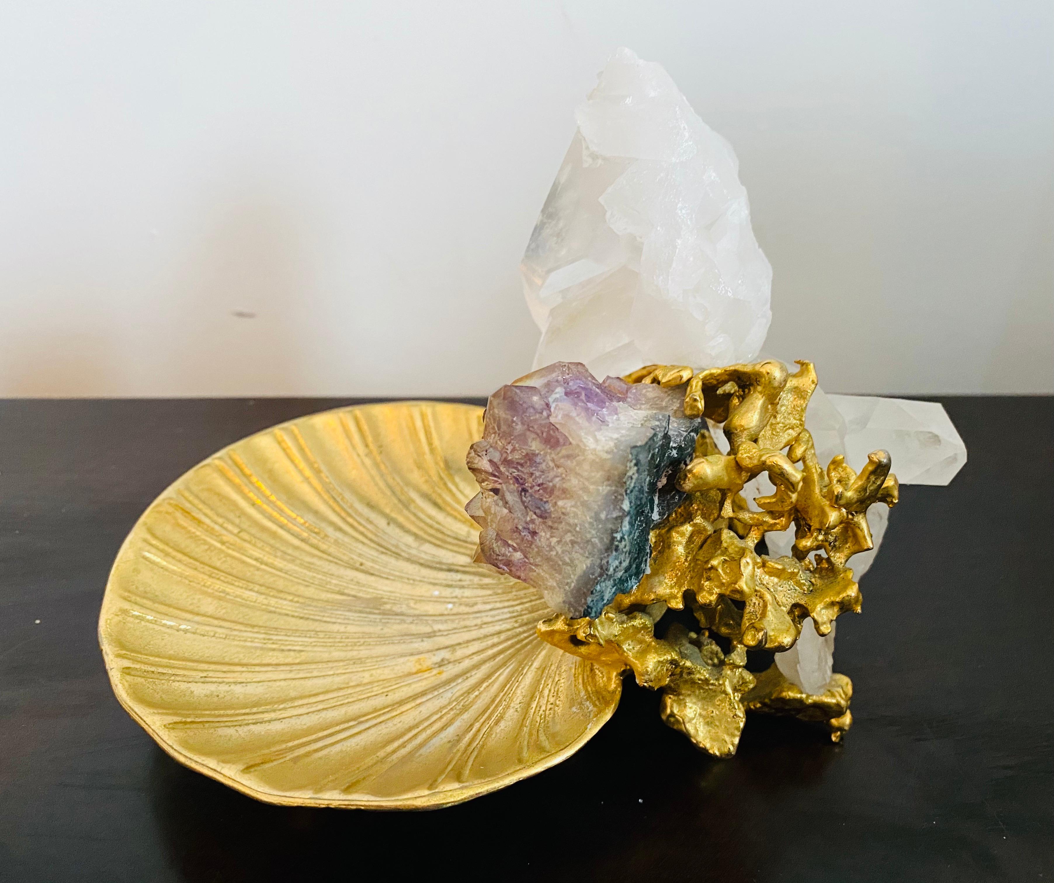 Sculpture de table française en cristal doré Claude Victor Boeltz des années 1970 en vente 7