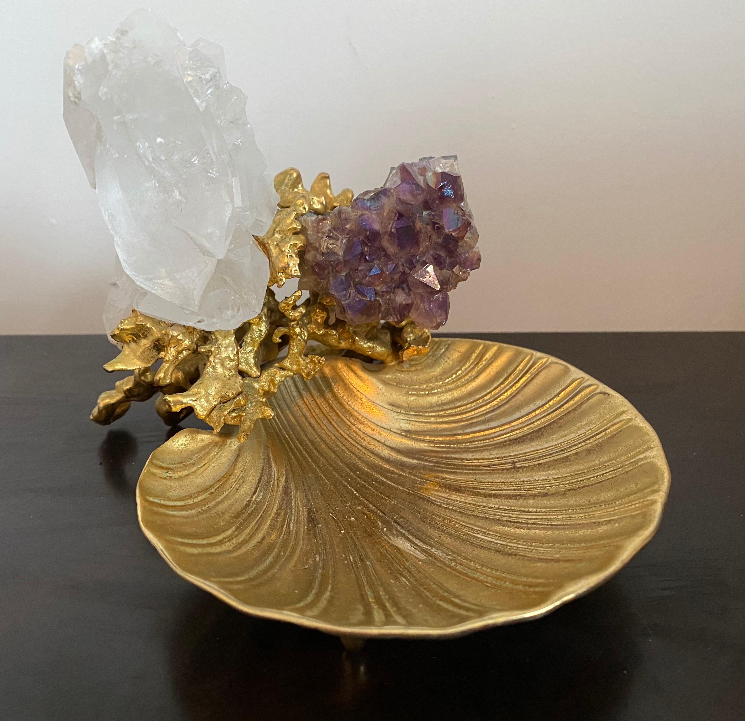 Claude Victor Boeltz Golden Crystal French 1970s Table Sculpture For Sale 3