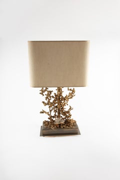 CLAUDE VICTOR BOELTZ Pair of Gilt Bronze "Bronze Éclaté" Table Lamps. 1970's
