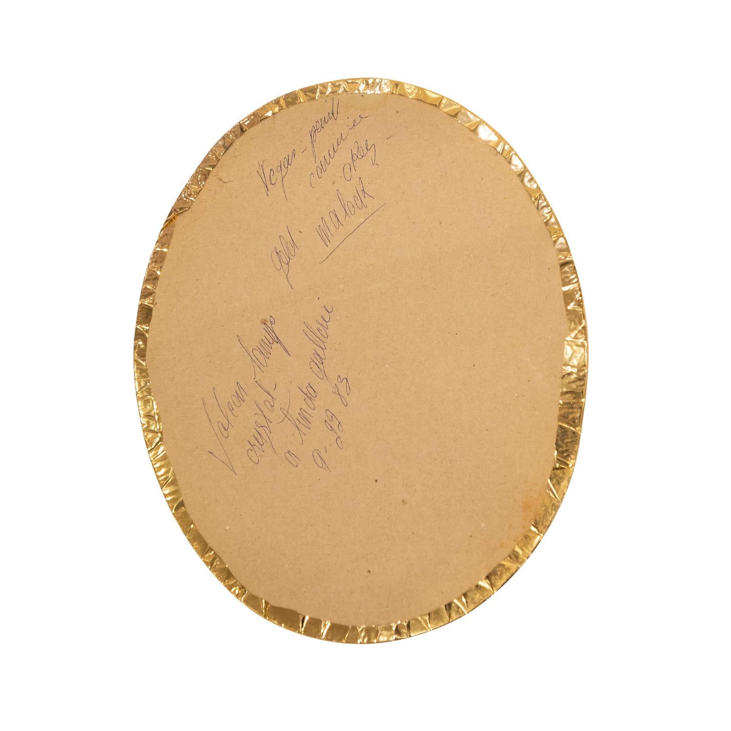 Late 20th Century Claude Victor Boeltz Rare Vanity Mirror in Gold with Rock Crystals 1983 'Signed' For Sale